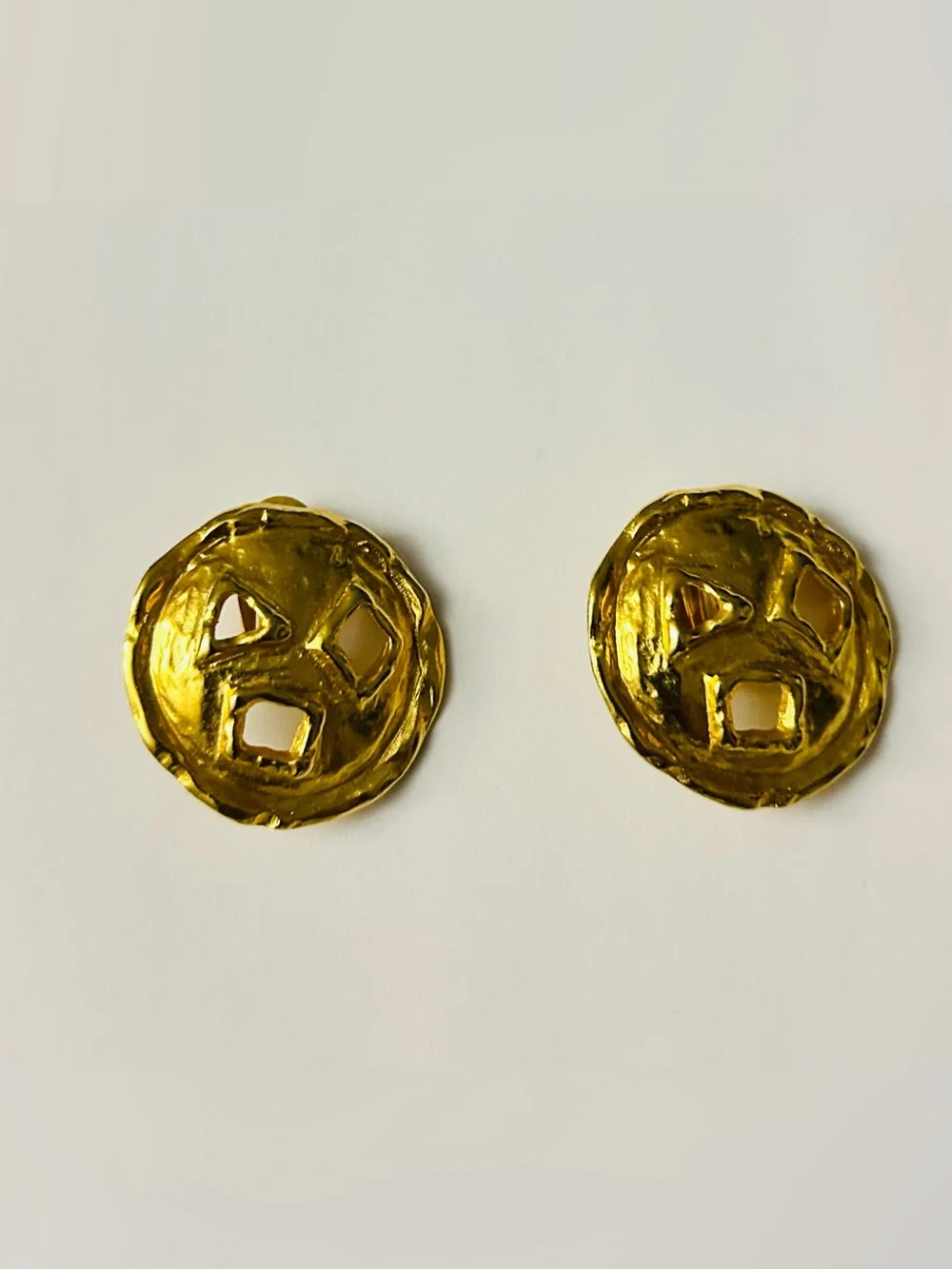 Vintage Chunky Gold-Tone Clip Earrings